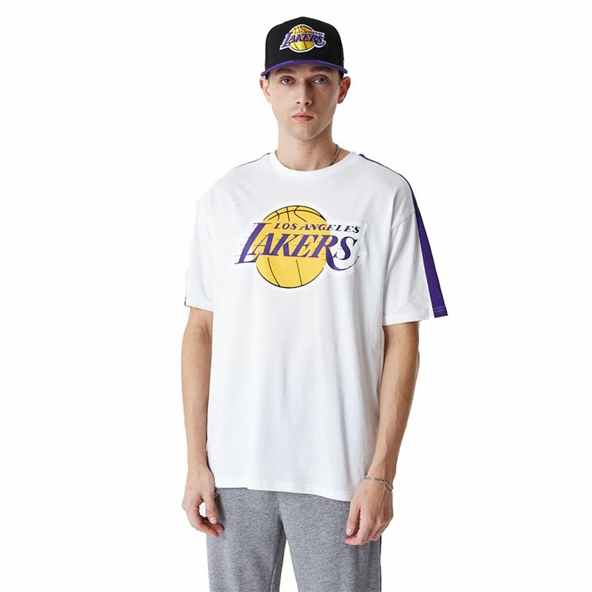 Men’s Short Sleeve T-Shirt New Era NBA Colour Block LA Lakers White XL