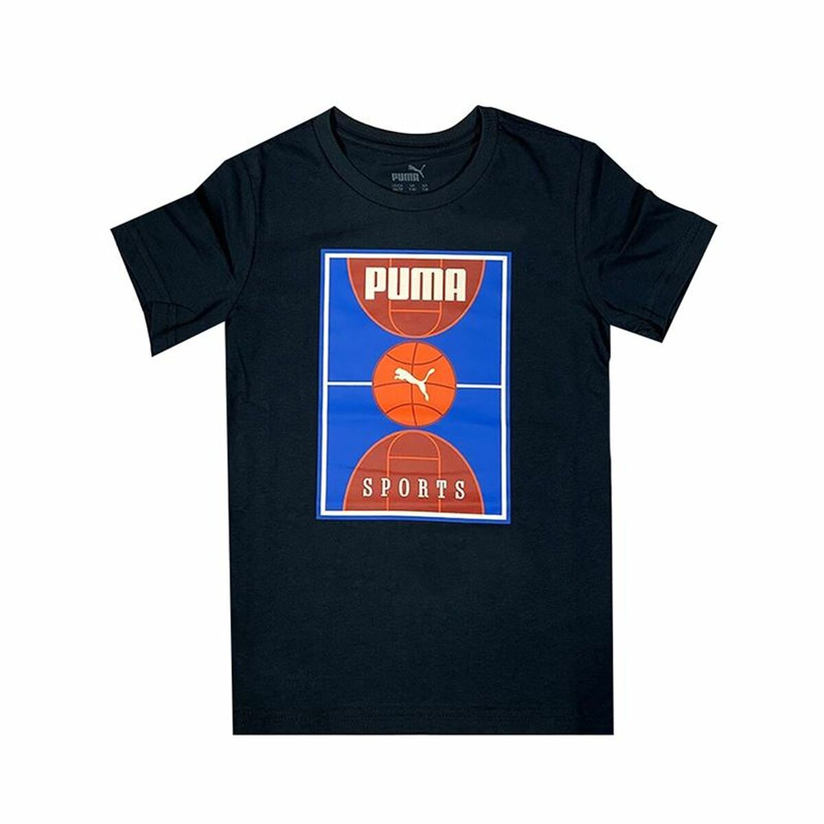 Child's Short Sleeve T-Shirt Puma Bppo Basket Blank Ba Black 11-12 Years